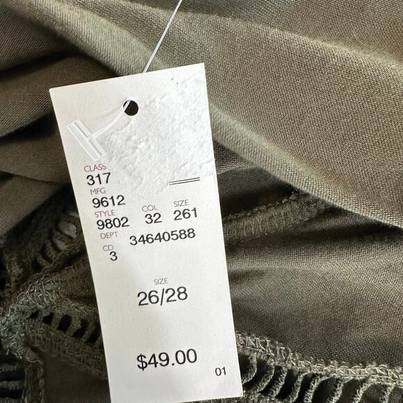 Avenue Cardigan Jacket Green Womens Size 26/28 Open Front Draped Lace Trim NWT - Picture 7 of 10